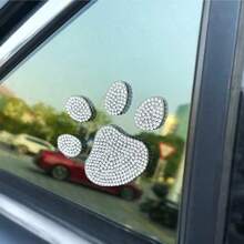 2pcs Glitter Dog Paw Print Rhinestone Car Stickers - Multicolor Sparkling Decals, Suitable For Vehicle Interior, Fit For All Car Models, Dog Paw Print, Rhinestone, Car Dashboard Decor, Cute Pet Paw Print Personalized Stickers - 2pc Glittering Paw Print Decorative Stickers - View 9