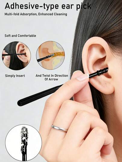 20 piezas Cucharillas adhesivas para oídos, Herramientas de limpieza de oídos adhesivas, Palillos para oídos, Hisopos de algodón para la limpieza y el cuidado de los oídos, Palitos de limpieza de oídos, Hisopos de limpieza, Útiles escolares, Artículos esenciales para volver a la escuela, Accesorios de viaje, Artículos de primera necesidad, Artículos esenciales para el hogar, Dispositivo de limpieza de oídos