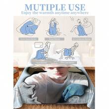 1件极简设计 - 蓝粉蝴蝶翅膀图案法兰绒毯，左右两侧均可定制照片。独特新颖，现代简约设计，奢华情人节礼物，适合送给朋友和爱人 - 柔软轻盈保暖，四季皆宜 - 适用于床、沙发、办公室、户外露营和旅行 - 多功能毯子、披毯、装饰毯