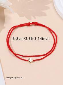 سوار ذو طبقتين بتعليقة قلب، شمسية، نجمة خماسية بتصميم بسيط، مناسب للأزواج والأصدقاء والمناسبات والاستخدام اليومي - الأحمر - مشاهدة 6