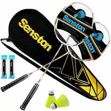 Juego de 2 Raquetas de bdminton Incluye Bolsa de bdminton, 2 Balas de bdminton, 2 empuaduras para Raquetas Juego de Raquetas de bdminton para Principiantes - AzulRojo - Ver 1