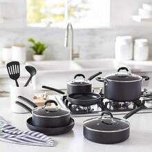 Hard Anodized Non-Stick 12-Piece Cookware Set In Black - Includes Pots, Pans & Utensils | Professional Kitchen Cookware Set, Heavy Duty Nonstick Pots And Pans, Complete Cooking Set With Utensils, Premium Induction Cookware - màu đen - Xem 2