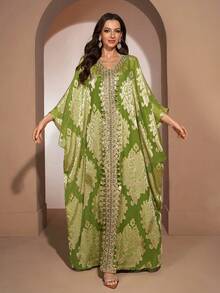 YISIKADO Women's Elegant Chiffon Jacquard Long Sleeve V-Neck Dress, Suitable For Birthday Party, Wedding Guest, Banquet, Evening Party, Graduation Ceremony, Celebration And Other Occasions - Multicolor - View 6