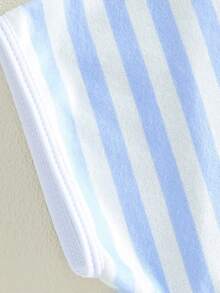 Kids Girls Boys Hooded Terry Coverups One Piece Swimsuits Toddler Summer Zip Up Short Sleeve Striped Swim Cover Up Beachwear - Blue - View 9
