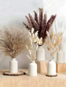 1件/3件套米色简约花瓶装饰，现代波西米亚农舍风家居装饰，芦苇草和干花花瓶，创意书架、书桌、置物架芦苇花瓶搭配波西米亚迷你花瓶，餐桌派对花瓶，客厅办公室书架，玄关卧室装饰