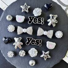 20pcs Silver Bowknot Shoe Accessories, Silver Bear DIY Decorations Shoe Clips, Detachable For Sandals, Slippers, Garden Shoes, Beach Shoes - Silver - View 7