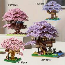 2248 Pieces / 1105 Pieces / 2159 Pieces / 1120 Pieces Sakura Landscape Tree Plant House Building Building Blocks Set, An Ideal Choice For Halloween / Thanksgiving / Christmas / Easter / Birthday Gifts. - Multicolor - View 6