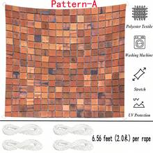1pc 2D Digital Print Sun Shade Cloth, 5 Different Styles Of Faux Wood Grain & Stone Patterns, Features Include Printed Pattern, Wind Resistant, Detachable, Lightweight, Semi-Shading, Dust-Proof, And Wear-Resistant. - Multicolor - View 2
