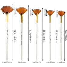 New 5 Pcs Fan Paint Brush Set, Watercolor Paint Brushwith Long Wood HandlAnti-Sh Nylon Hair Painting Brush For Acrylic Painting, Oil Watercolor Painting - White - View 2