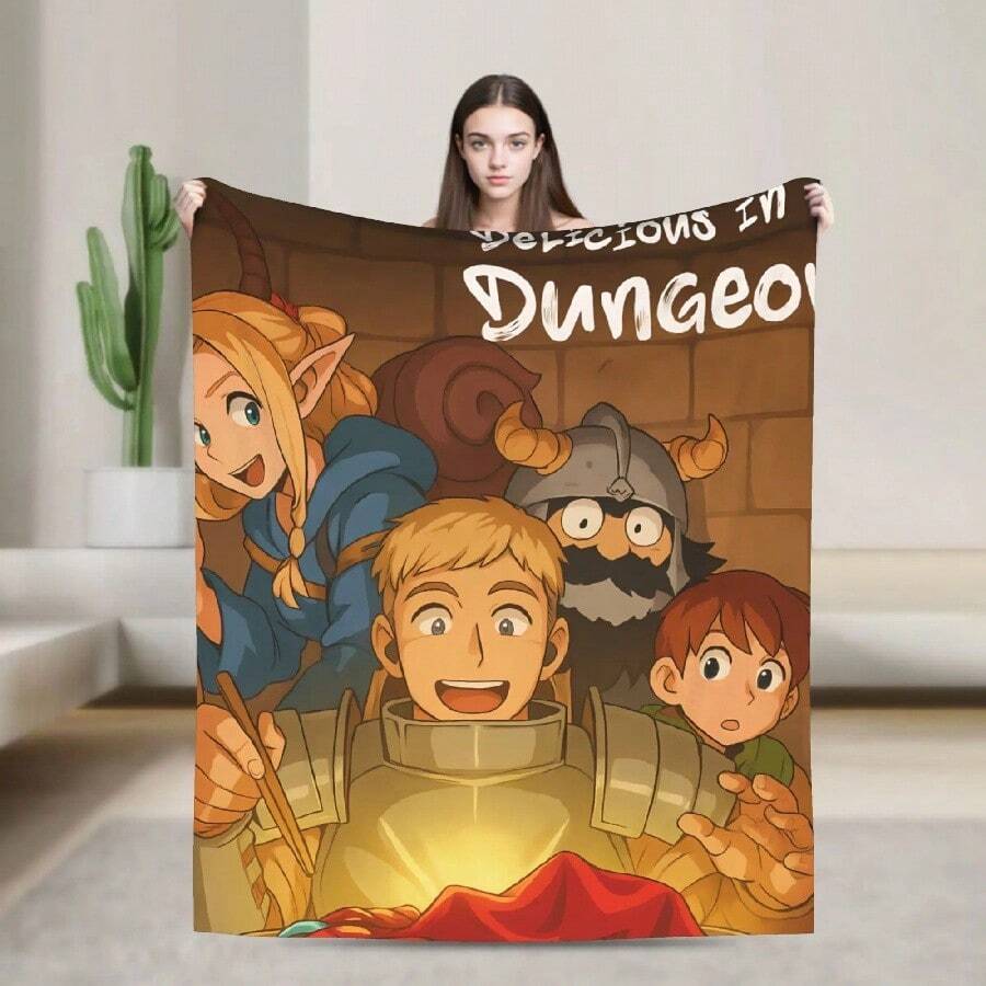 Dungeon Meshi Anime Marcille Laios Blanket Quality Warm Soft Throw Blanket Autumn S Outdoor Funny Bedspread(1).Jpg - 白色 - 查看 1