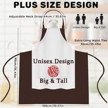 2 Pcs Plus Size Chef Apron, Unisex Professional Apron With 2 Pockets For CooFKing, Work, BaFKing (Larger Size) - Coffee - View 4