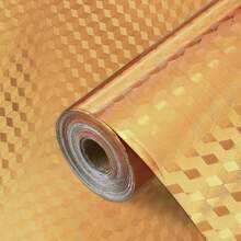 1 Roll Of Golden Textured Contact Paper, Ready-To-Peel Wallpaper, Kitchen Self-Adhesive Wallpaper, Aluminum Foil, Waterproof And Detachable Wallpaper, Suitable For Countertops, Cabinets, Drawers, Home Decoration Paper - Gold - View 18