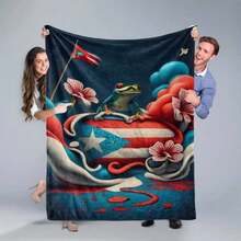 Puerto Rican Themed Flannel Blanket - Vibrant Cultural Prints With Flags, Symbols & Puerto Rico Text - Soft Warm Travel Digital Print,Suitable For All Seasons,      Washable And Machine-Washable, Lightweight, Breathable, Comfortable, Warm,  Unique, 280gsm For Him And Her, Perfect For Naps, Camping, Travel, Family, Daily Life, Office Decoration, Birthday Anniversaries, Valentine's Day, Thanksgiving, Christmas, Halloween, Mother's Day, Father's Day, Wedding,   New Year Gifts Provide Personalized Ideal Gifts For Her, Him, Family Members, Boyfriends,  Girlfriends, Fathers, Family Members, Mothers, Lovers,   Daughters, Sons,   Grandfathers, Grandmothers,     Friends, Classmates And Pets.     Sofa,Bed,Car,Bedroom,Living Room,Office,  Outdoor Camping, Beach,Wall Decoration - 多色16 - 查看 4