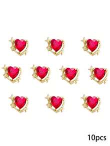 240个/盒美甲饰品,镂空蝴蝶结心形唇膏,镶钻金银美甲饰品,奢华Y2K金属美甲用品,情人节特惠,白色和红色水钻美甲宝石,适用于多功能DIY美甲配件。 - 彩色 - 查看 17