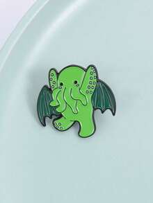 1pc Monster Enamel Brooch Cartoon Collar Needle Backpack Brooch Badge Green Brooch Clothing Jewelry Friends Gift - Multicolor - View 9