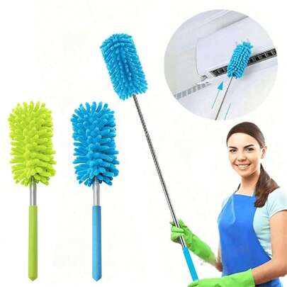 1 cái chổi quét bụi có thể kéo dài, chổi lau bụi có thể kéo dài, chổi lau bụi có thể giặt được, cần thu gọn và bàn chải vệ sinh có thể tháo rời, thích hợp để vệ sinh nhà cửa, văn phòng, cửa kính ô tô, đồ nội thất, quạt trần, v.v.
