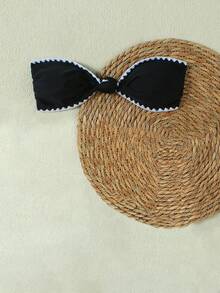 Top de traje de baño con contraste de negro y blanco para fiesta en la playa, primavera/verano - Negro - Ver 2