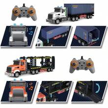 1:12 Remote Control Double-Decker Transport Truck, 9-Channel Remote Control With Lights And Music, Can Load Toys, With LED Lights, Ideal Gift For Christmas, Birthday, Boys And Girls - Burnt Orange - View 6