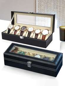 12/10/8/6/3/2 Grid Watch Storage Box, Large Capacity Watch Storage Box With Glass Lid And Security Lock, Men's Watch Box, Unisex Jewelry Storage Box, Perfect Gift Display Box. - Multicolor - View 8
