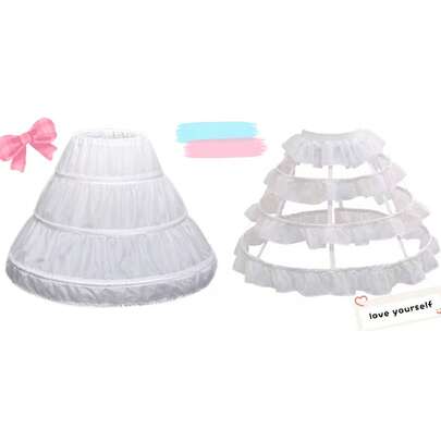 Girls' Crinoline Petticoat Skirt, Suitable For Pageants, Hosting, Runway And Performances - Rigid Frame Crinoline Petticoat, DIY Princess Puff Skirt Lining, Adjustable Frame Skirt, Perfect As Lolita Underskirt, Flower Girl Dress Lining, And Princess Puff Skirt Underlayer