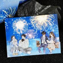 Conjunto Etori Life Night Island Starry Sky (1 unidade) - Fita adesiva para diário com estampa de céu estrelado, fogos de artifício e degradê em tons de azul e roxo, ideal para decorar cadernos, laptops, capas de celular, álbuns de fotos e projetos de scrapbooking. - Multicolorido - Ver 9