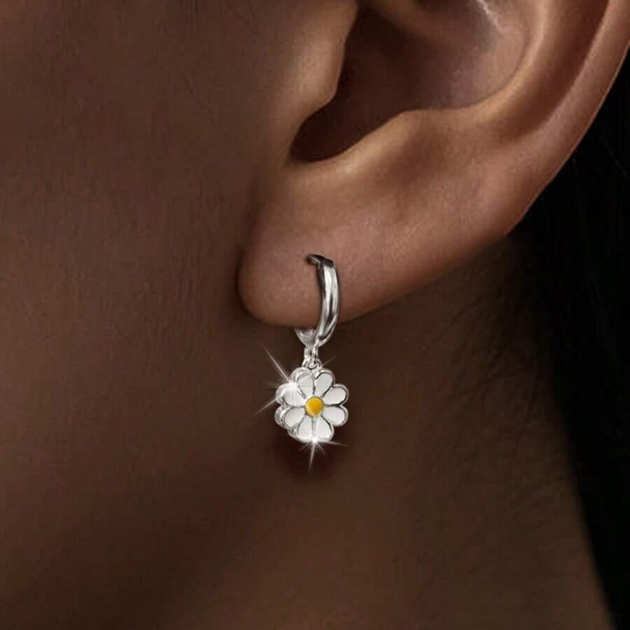 女士精美垂坠耳环 - 銀色 - 查看 1