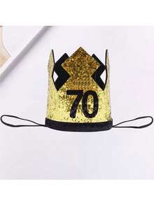 Graduation Party Crown Hat, Gold 20th Birthday Hat, 30/40/50/60/70 Years Old Birthday Celebration Party Crown Hat, Retirement Party Crown Birthday Hat, Birthday Party Hat - Gold - View 9