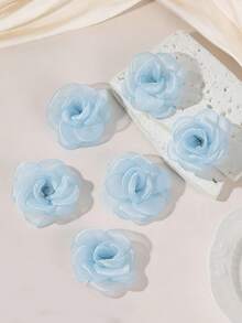 6pcs Blue Flower Hair Clips For Girls,Meash Flower Hairpin For Kids,Fashion Hair Accessories For Toddlers Daily Use