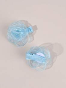 6pcs Blue Flower Hair Clips For Girls,Meash Flower Hairpin For Kids,Fashion Hair Accessories For Toddlers Daily Use