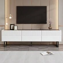 Television Stands & Entertainment Centers - Black + White + MDF + Particle Board - View 2