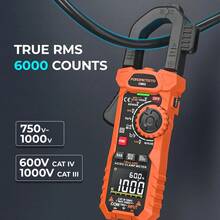 CM02 Digital Clamp Meter Multimeter 600A/1000A Ammeter Voltage TesterClamp Meter Multimeter Direct/Alternating Voltage Current 6000 Counts Ammeter Voltmeter NCV Resistance Capacitor Tool Electrician