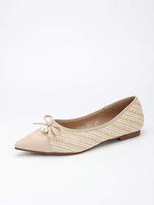 Zapatos de punta con decoración de lazo de ballet para mujer - Albaricoque - Ver 6