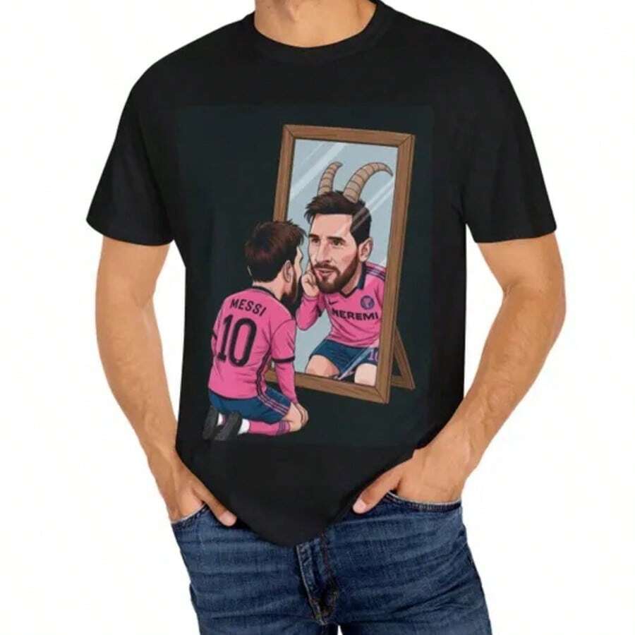 Lionel GOAT T-Shirt _ Greatest Of All Time Football Legend _ Soccer Fan Apparel Gift - 黑色 - 查看 1