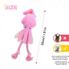 Pink Octopus Plush Squeaky Toy, Small Dog Boredom Buster, Suitable For Medium/Small Dogs & Puppies, Teeth Cleaning Toy With Built-In Sound Device, Activated By Pressing Or Chewing, Interactive Pet Toy, Companion Toy For Dogs, Cat Self-Entertainment Toy To Relieve Loneliness - Multicolor - View 2