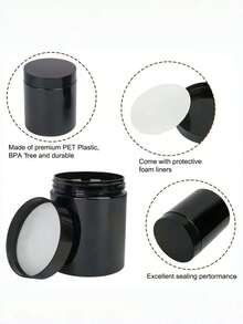 5g Refillable Black Double-Layer Thick Opaque Jar, Small Capacity Cream, Ointment, Nail Polish, Eye Cream Empty Bottle, Travel Opaque Refillable Container - Black - View 7