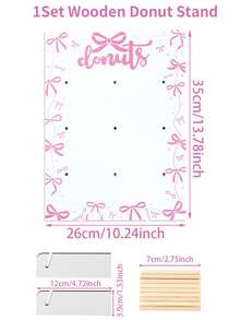 1/2 套 26*35cm 粉色蝴蝶结婴儿派对木质甜甜圈展示架，可容纳 9 个甜甜圈，粉色蝴蝶结生日派对装饰，家用甜甜圈展示架派对食品架，甜点架，可爱粉色蝴蝶结性别揭晓甜甜圈蛋糕架，粉色派对装饰，婴儿派对餐桌装饰，婴儿派对装饰，婴儿派对礼物，性别揭晓装饰 - 粉紅色蝴蝶結 - 查看 14
