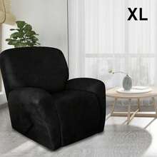 Trugenix-Recliner Sofa Covers - Leather Like Recliner Sofa Covers 3 Seater Recliner Couch Covers For 3 Cushion Couch 8 Pieces Washable Stretch Reclining Sofa Slipcovers (Brown)-GP - 02-black - 查看 3