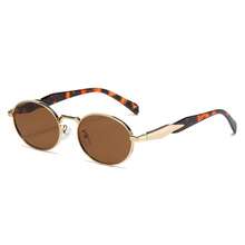 1 Pair Of  Street Style Oval Metal New Fashion Retro High-End Sunshade Glasses - Silver Frame With Black and Gray Trim - View 9