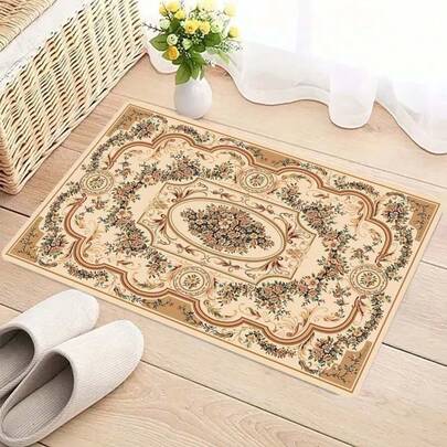 1件复古花卉印花地毯，装饰地毯，卧室装饰，小地毯，地毯，家居装饰，客厅地毯，客厅小地毯，卧室地毯，客厅家居装饰，户外地毯，可水洗地毯