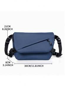 男士斜挎包，时尚大容量单肩包，耐用PU皮革纯色方形包，防水斜挎包，适合男士日常通勤，柔软方形包，青少年理想礼物 - 彩色 - 查看 6