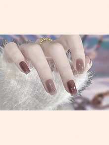 1张14片自粘凝胶指甲油贴纸，防水持久3D美甲贴花，DIY美甲装饰，适合女性、女孩、居家庆祝、舞会、节日、旅行、快速美甲，酒红色和银色闪粉美甲用品 - 紫紅色 - 查看 5