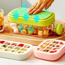 1 bouteille à glaçons, moule à glaçons 2-en-1 de 800 ml à pression sans contact avec 18 grilles, fabricant de glaçons, bac à glaçons en silicone facile à presser, convient pour le congélateur - Multicolore - Voir 3