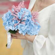 24pcs Blue Artificial Hydrangea Flowers, Fake Hydrangea Flowers With Stems, Realistic Touch, Suitable For DIY Decoration, Vase Filler, Baby Shower, Home Indoor Living Room Kitchen Bedroom Decor, Wedding Party Table Centerpiece, Office Desk Decor, Outdoor Farmhouse Yard Garden Decoration - Baby Blue - View 5