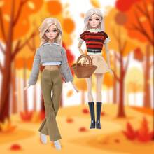 9pcs Fashion Doll Clothes & Accessories Set, Suitable For 11.5 Inch Girl Dolls, Including 2 Doll Outfits, 1 Bag, 2 Pairs Of Shoes, Autumn/Winter Style, Doll Dress Up Toy, Birthday/Christmas Gift (Doll Not Included) - Multicolor - View 3