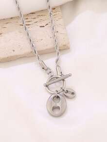 1pc Stainless Steel Coffee Bean Pendant Necklace For Women Fashion Pig Nose Clavicle Chain Necklaces Waterproof Jewelry - Necklace - View 3