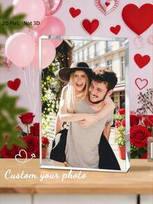 Customized Acrylic Couple Photo Brick, Personalized Acrylic Photo Decor, Can Print Your Couple Photo, Ideal Gift For Valentine's Day, Wedding, Birthday, Mother's Day, Father's Day, Anniversary, Party, Personalized Gift For Boyfriend, Girlfriend, Friends, Family, Couple Decor, Room Decor - Multicolor - View 4