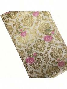 Eine Rolle selbstklebende Vinylvliestapete mit goldenen und rosa Hibiskusblumen Mustern, einfach abziehen und aufkleben. Geeignet für Wand Dekoration in Schlafzimmern, Wohnzimmern, Küchen, Esszimmern und Zuhause, sowie für die Renovierung von Tischplatten und Schränken. langanhaltend und abnehmbar. Verschiedene Größen erhältlich. - Gold - Übersicht 9