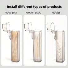 Portable Transparent Toothpick Storage Box, Suitable For Travelers, Cotton Swabs, Pills, Small Items Storage, Compact Design, Easy To Carry, Hygienic Protection, Essential For Daily Use, Bathroom, Makeup, Desk, Kitchen Accessories Storage, Can Also Hold Tissues, Napkins, Wipes, Toothpicks, Cotton Swabs, Ear Picks, Minimalist Style, Home Decor, Travel Essentials, Pocket-Sized - Grey - View 1