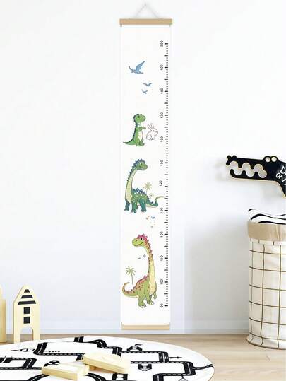 1件装恐龙家族加厚帆布身高测量图，儿童身高尺，5-18岁儿童成长记录，蝴蝶女孩可爱帆布墙饰，90-200厘米身高测量