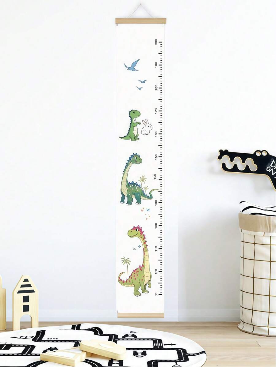 1件装恐龙家族加厚帆布身高测量图，儿童身高尺，5-18岁儿童成长记录，蝴蝶女孩可爱帆布墙饰，90-200厘米身高测量 - 彩色 - 查看 1
